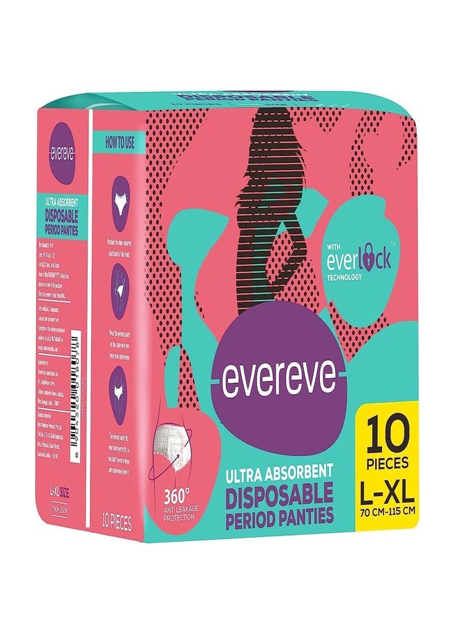 Evereve Ultra Absorbent, Heavy Flow Disposable Period Panties for Sanitary 360 Degree Protection Size - L-XL (10 Panties) - Image 1